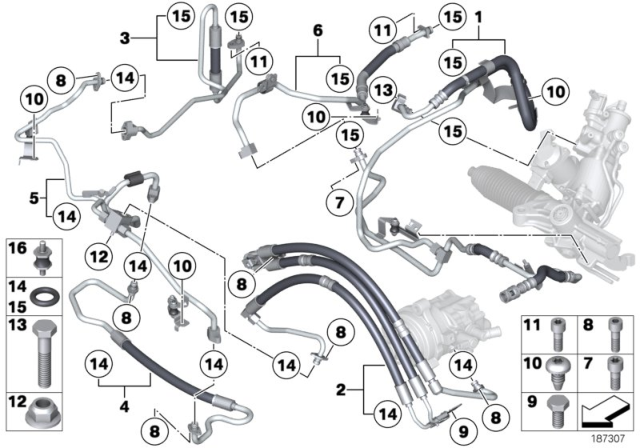 2012 BMW 750Li Power Steering / Oil Pipe Diagram 1