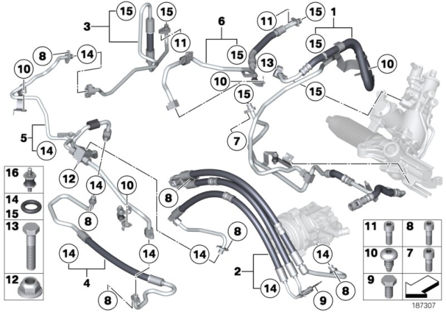 2010 BMW 550i GT Power Steering / Oil Pipe Diagram 1