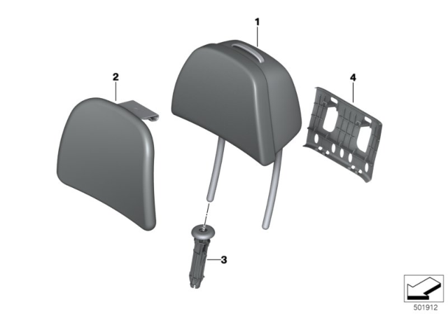 2020 BMW X7 Seat, Rear, Head Restraint Diagram 2