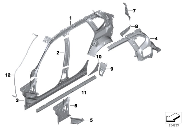 2014 BMW X1 Reinforcement Column A Inside Right Diagram for 41212993074