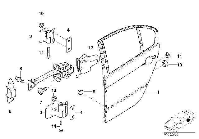 2003 BMW 325i Rear Door - Hinge / Door Brake Diagram