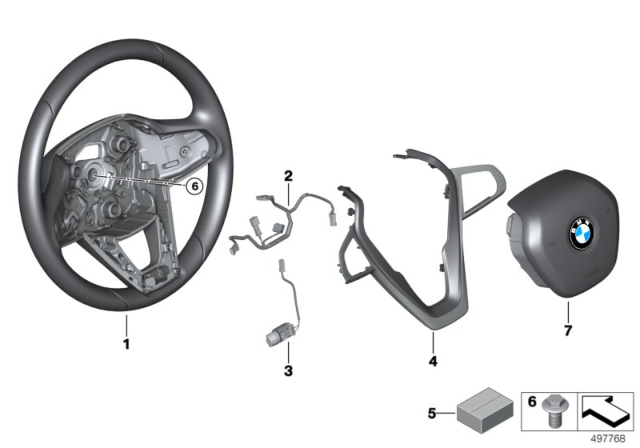 2019 BMW 330i Steering Wheel, Leather Diagram