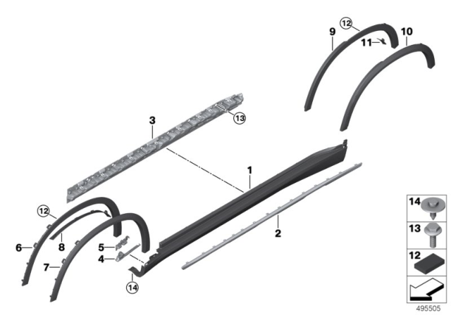 2020 BMW X5 Cover Door Sill / Wheel Arch Diagram