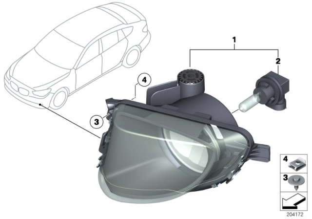 2012 BMW 550i GT Fog Lights Diagram 1