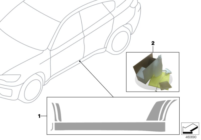 2011 BMW X6 M Stone Impact Prot., Transparent, Right Diagram for 51912166874