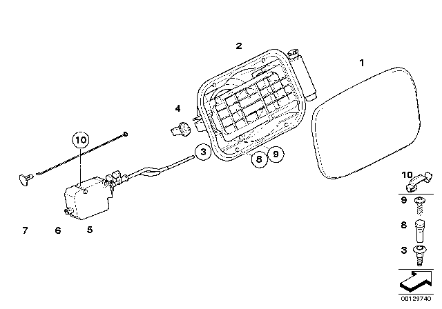 2007 BMW X3 Filler Flap Actuator Diagram for 67116987634