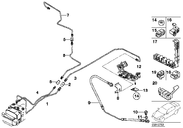 2000 BMW X5 Brake Hose, Left Diagram for 34301165765