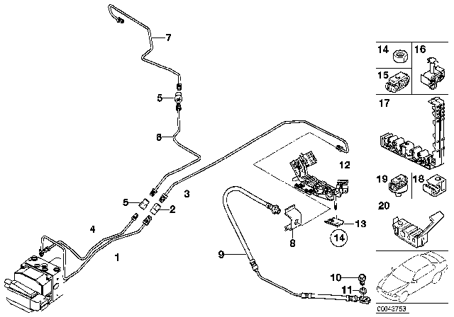 2003 BMW X5 Rear Brake Pipe DSC Diagram