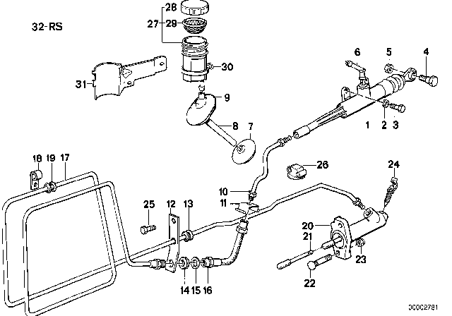 1990 BMW 735i Clutch Slave Cylinder Diagram for 21521114536