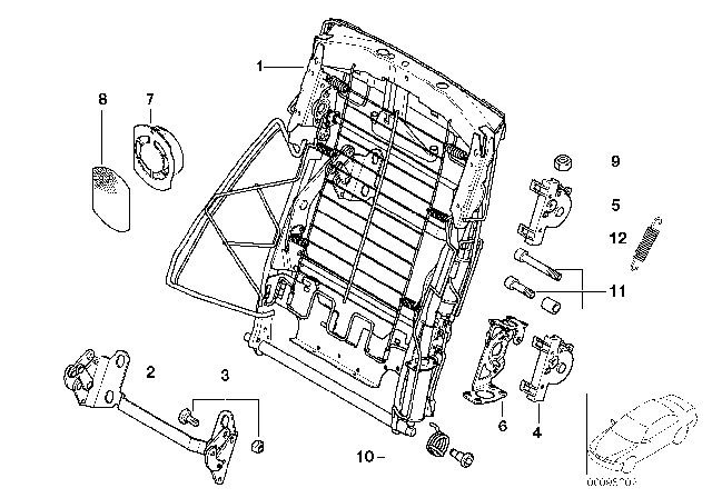 2005 BMW 745Li Seat Rear, Electric, Backrest Diagram