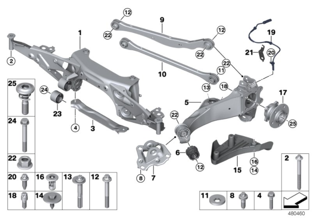 2019 BMW X1 Rear Abs Wheel Speed Sensor Diagram for 34526858467