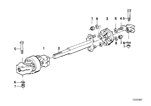 1989 BMW 325ix Steering Column - Lower Joint Assy Diagram 1