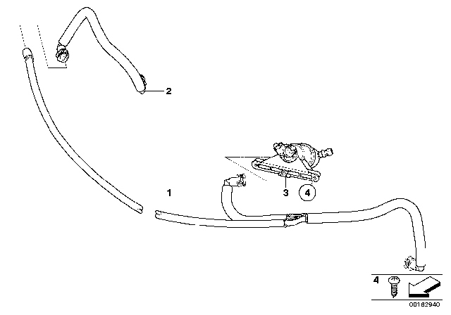 2008 BMW 535xi Hose Lines, Headlight Washer System Diagram