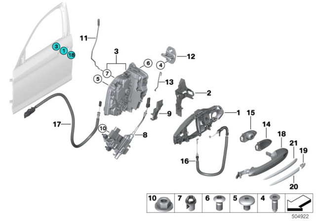 2018 BMW 540i xDrive Operating Rod, Door Front Left Diagram for 51217339465