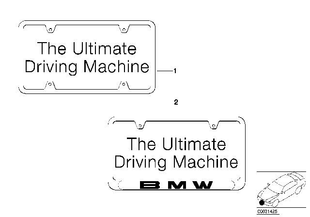 2008 BMW 135i Stainless Steel License Plate Frame Diagram