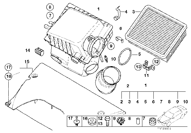 2002 BMW X5 Intake Silencer / Filter Cartridge Diagram