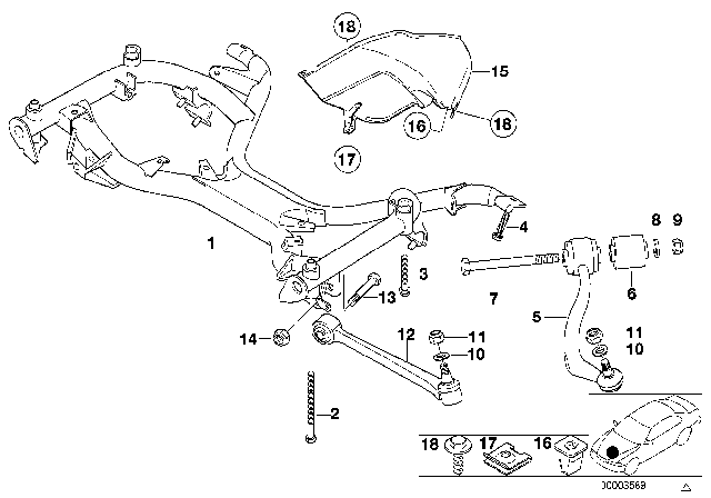 1997 BMW 540i Front Axle Support / Wishbone Diagram