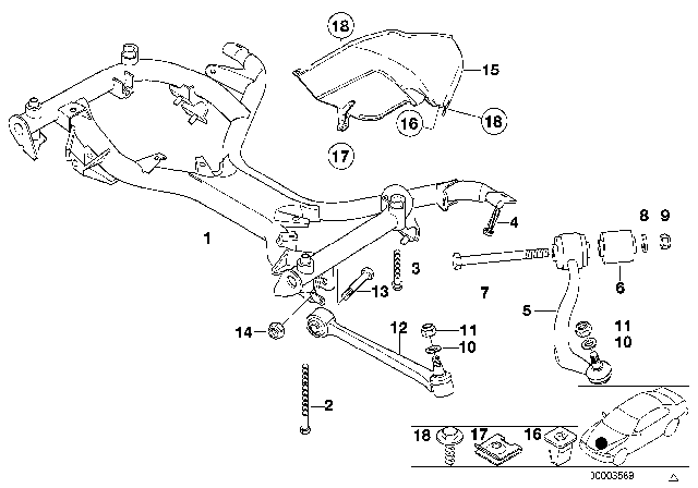 2000 BMW M5 Front Axle Support / Wishbone Diagram