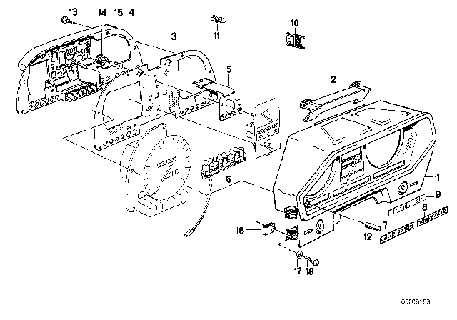 1988 BMW M6 Instruments Combination - Single Components Diagram