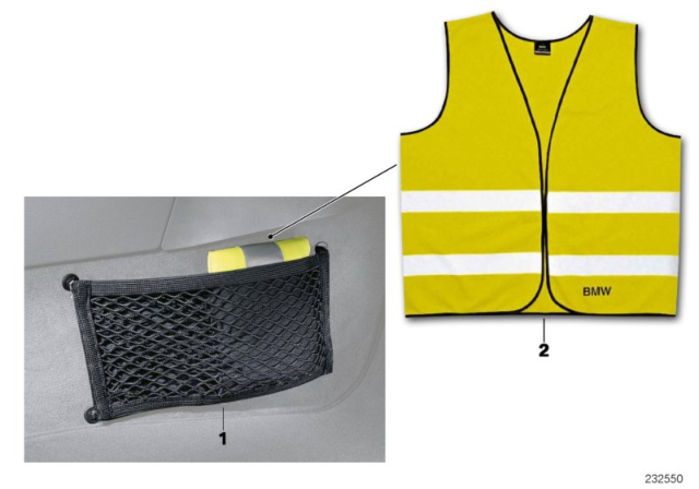 2007 BMW 328i Storage Net, Footwell, Front Diagram