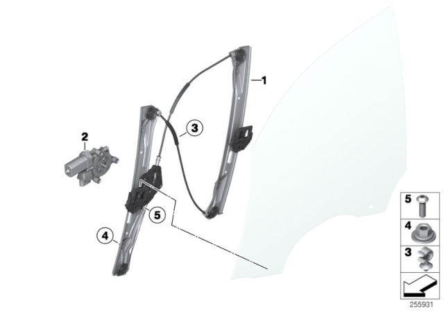 2014 BMW 328i xDrive Door Window Lifting Mechanism Diagram 1