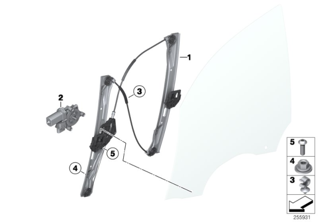 2014 BMW 328d Door Window Lifting Mechanism Diagram 1