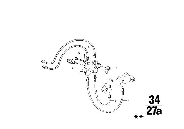 1974 BMW 2002 Brake Pipe / Brake Pressure Switch Diagram