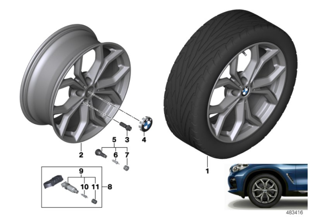 2020 BMW X4 BMW LM Rad Y-Speicher Diagram