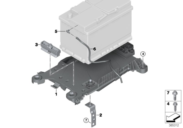 2020 BMW X1 Battery Holder And Mounting Parts Diagram