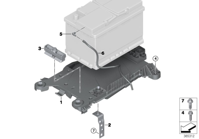 2020 BMW 228i xDrive Gran Coupe Battery Holder And Mounting Parts Diagram