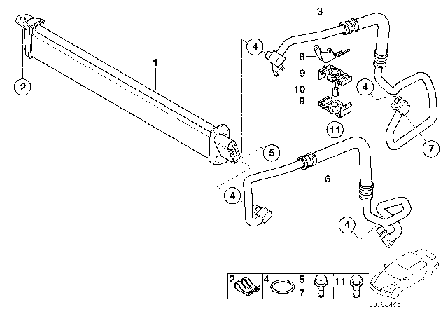 2006 BMW 750Li Oil Cooling Pipe Outlet Diagram for 17227535741