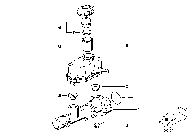 1999 BMW Z3 M Brake Master Cylinder / Expansion Tank Diagram