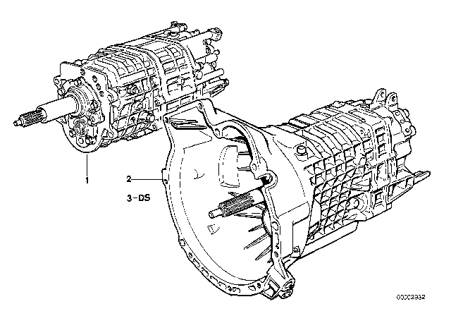 1982 BMW 528e Exchange 5 Speed (Overdrive) Gearbox Diagram for 23001220201