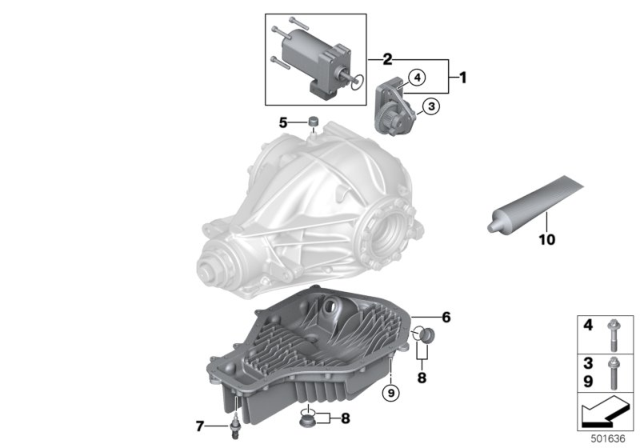 2019 BMW M4 Rear Axle Differential, Servomotor / Oil Sump Diagram