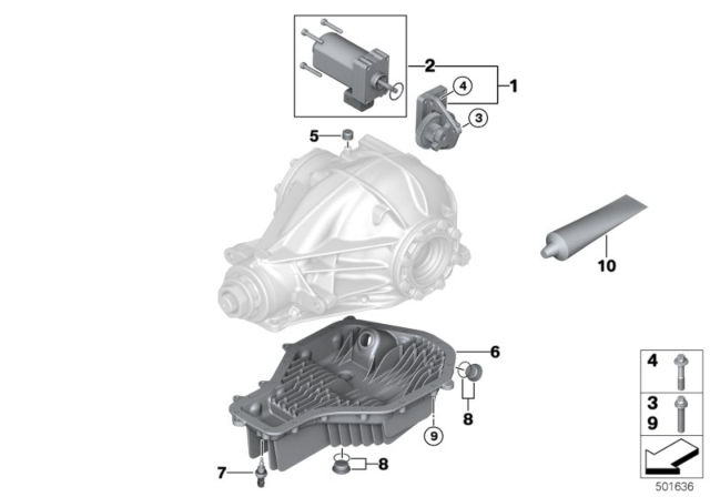 2017 BMW M4 Rear Axle Differential, Servomotor / Oil Sump Diagram