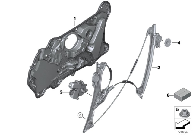 2020 BMW M8 Door Window Lifting Mechanism Diagram 1