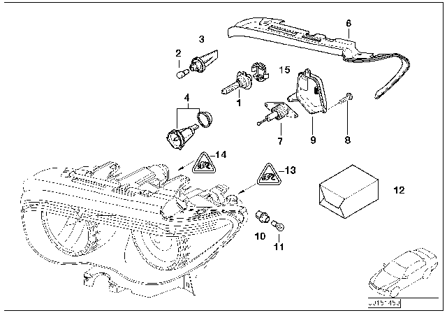 2008 BMW 750i Single Parts, Headlight Diagram 1