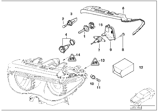 2005 BMW 745i Single Parts, Headlight Diagram 1