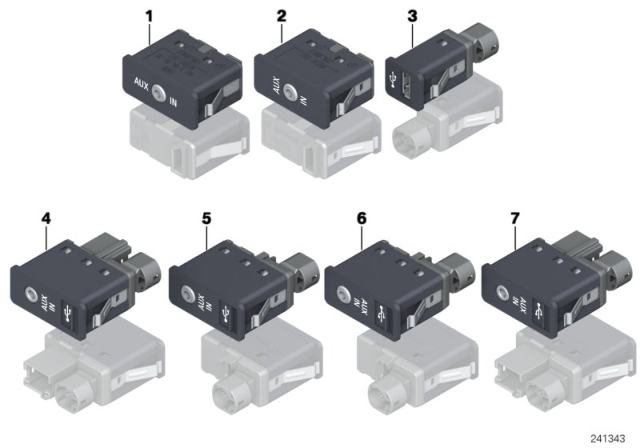 2011 BMW 328i USB / Aux-In Socket Diagram 1