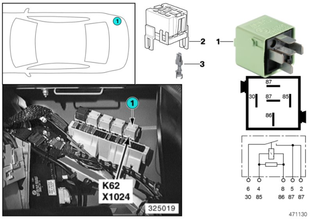 2001 BMW 540i Relay, Auxiliary Heater Diagram