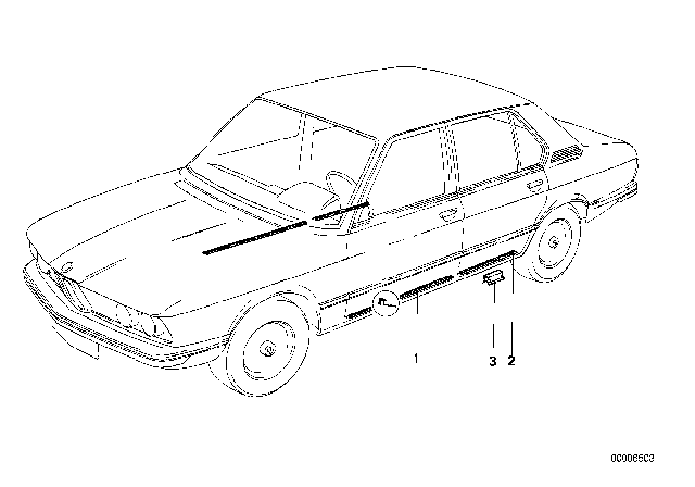1977 BMW 530i Sill Strip Rear Diagram for 51471816724