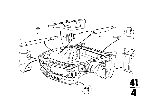 1972 BMW 3.0CS Front Body Parts Diagram 2