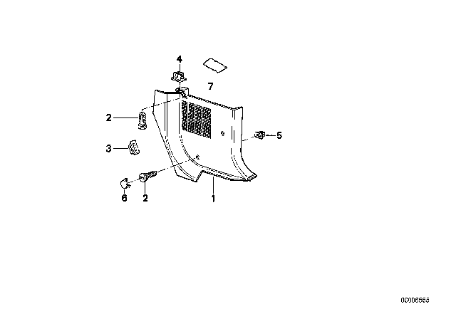 1994 BMW 850CSi Trim Panel Leg Room Diagram