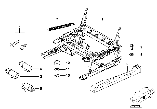 2005 BMW 325Ci Front Seat Rail Diagram 2