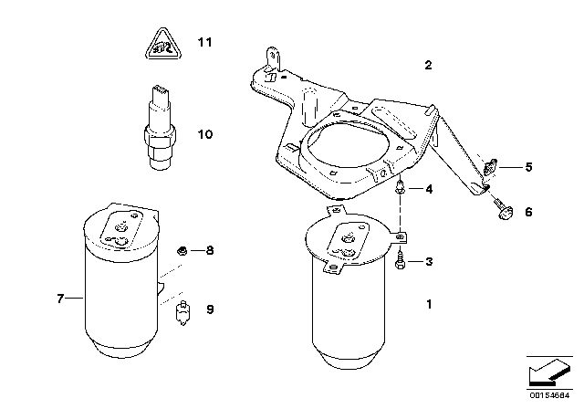 2002 BMW 540i Bracket Drying Container Diagram for 64538367956