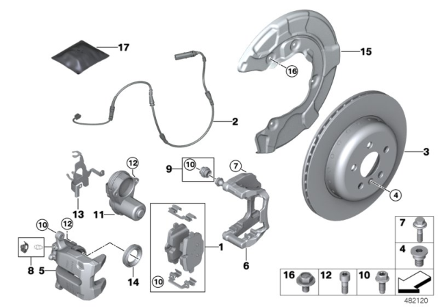 2019 BMW Z4 Rear Wheel Brake, Brake Pad Sensor Diagram 1