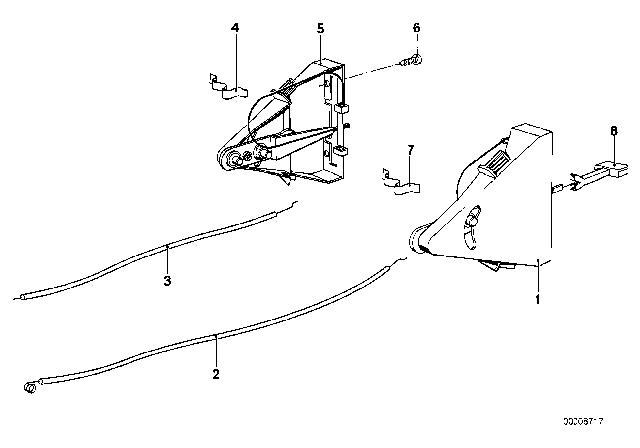 1982 BMW 633CSi Bowden Cable Diagram