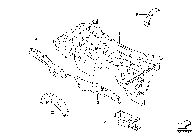 2008 BMW Z4 Splash Wall Parts Diagram