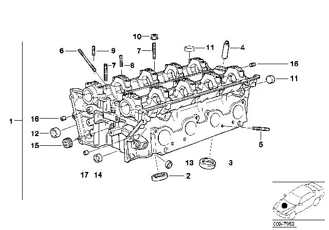 1998 BMW 740iL Cylinder Head Left Diagram for 11121702374