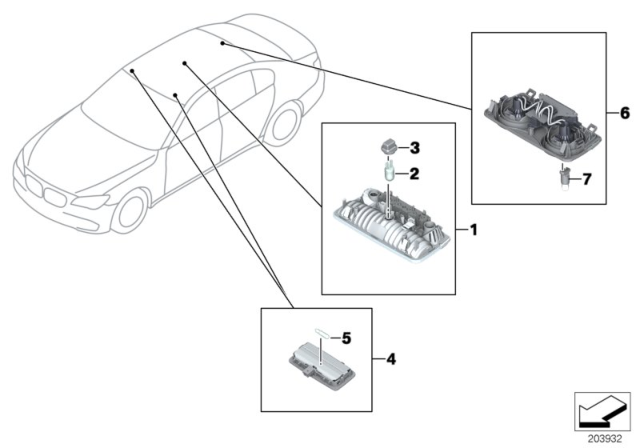 2015 BMW 740i Overhead Interior Light Diagram